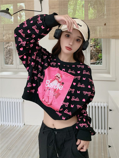 한국판 하트 바비 맨투맨 상의 긴팔 맨투맨