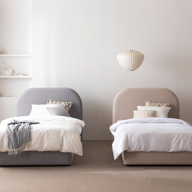 [자모고 매트 선택] 젠티스 모어 패브릭 통판형 침대 프레임 슈퍼싱글SS 퀸Q, 모어라운드, 1.베이지 슈퍼싱글SS, 1.미포함