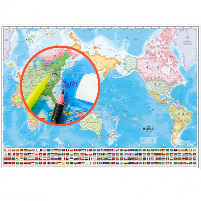 루센트에스 세계지도 국기 유광 코팅 107X77 cm, 1개