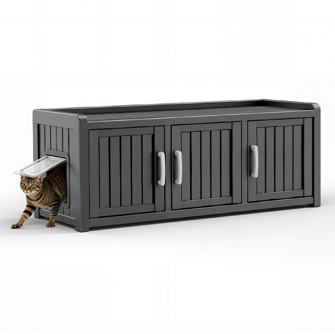 지오리빙 CH247B 고양이집 강아지집 개집 야외 마당 애완견 하우스 사계절 숨숨집 화장실, 1개, 블랙