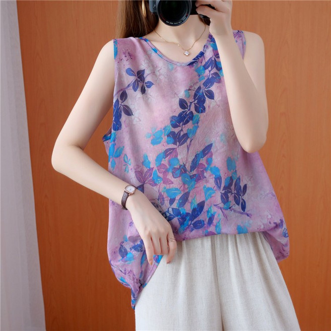 ZENCY 젠시 니프 플라워 라운드 민소매티