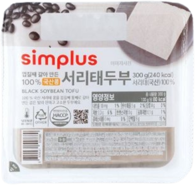 simplus 100%국산서리태두부, 3개, 300g