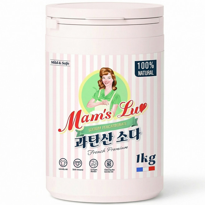 맘스럽 (초특가) 과탄산소다 1kg x 1통 프리미엄 용기형 1등급 천연세제 세탁세제 세정제 세제는 맘스럽 입니다, 1개