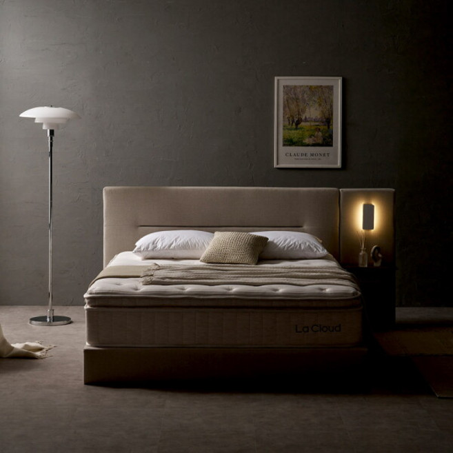 [라클라우드 (가구)] 호텔식 베니스 LED조명 평상형 침대세트 (매트+패널1) K, 색상:베이지 Q/K+패널1