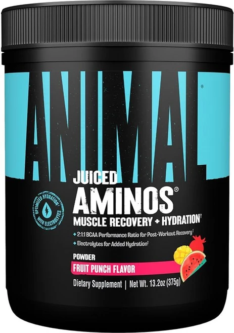 Animal Juiced Aminos - 6g BCAA/EAA 매트릭스 플러스 4g 아미노산 혼합 회복 및 향상된 성능 - 포도 - 30회 분량 385.0g(13.58온스), Fruit Punch, 1개, 375g - 쿠팡