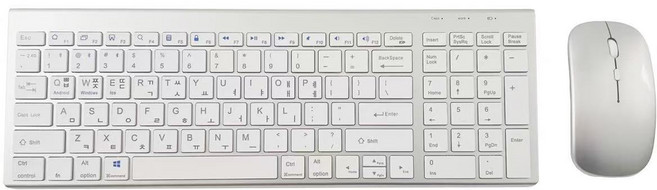 무소음 무선 키보드 마우스 세트 iPad 적용 노트북, 실버