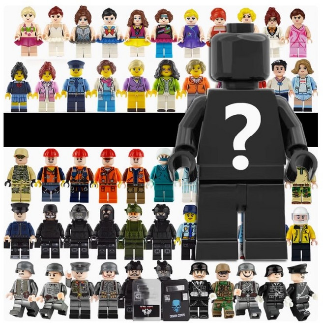 레고 호환 사람 피규어 랜덤 인형 장난감 50인, 1개