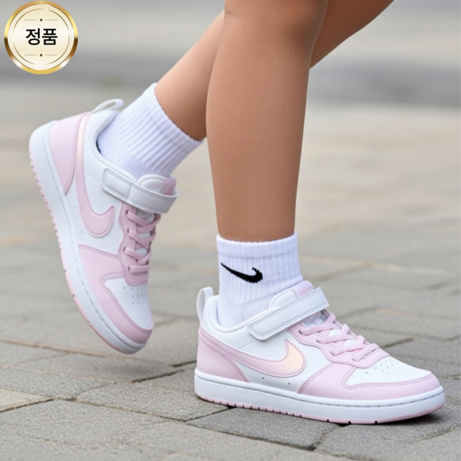 [국내매장정품] 나이키 아동 편하고 예쁜 벨크로 운동화 스니커즈 코트버로우 로우 리크래프트 핑크 SEPKNKCBRC