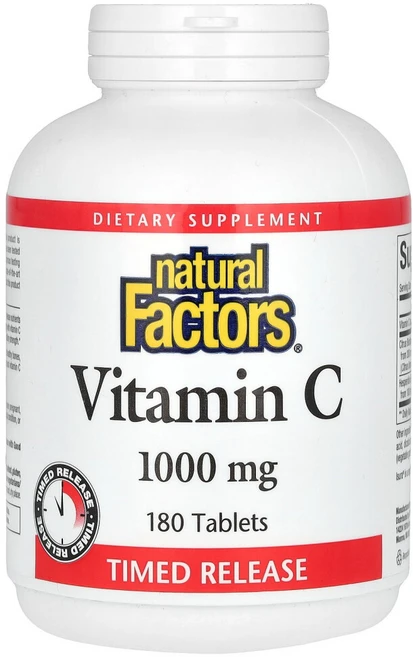 내추럴팩터스 Natural Factors 비타민C 타임 릴리즈 1000 mg 180정 X3, 3개 - 쿠팡
