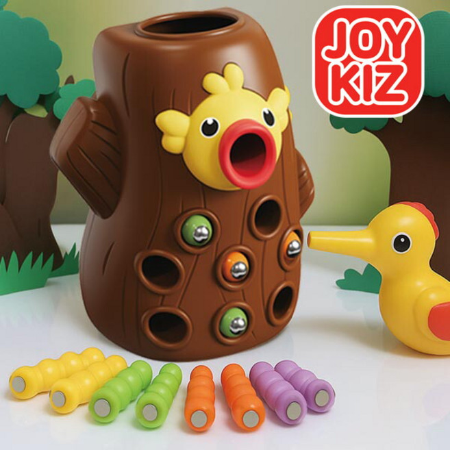 조이키즈 부리로 콕콕 먹이주는 딱따구리 감각놀이 애벌래 먹이주기, 1개, 혼합색상