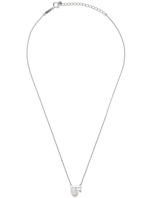 타사키 쁘띠 밸런스 18K 화이트 골드 아코야 펄 앤 다이아몬드 네크리스