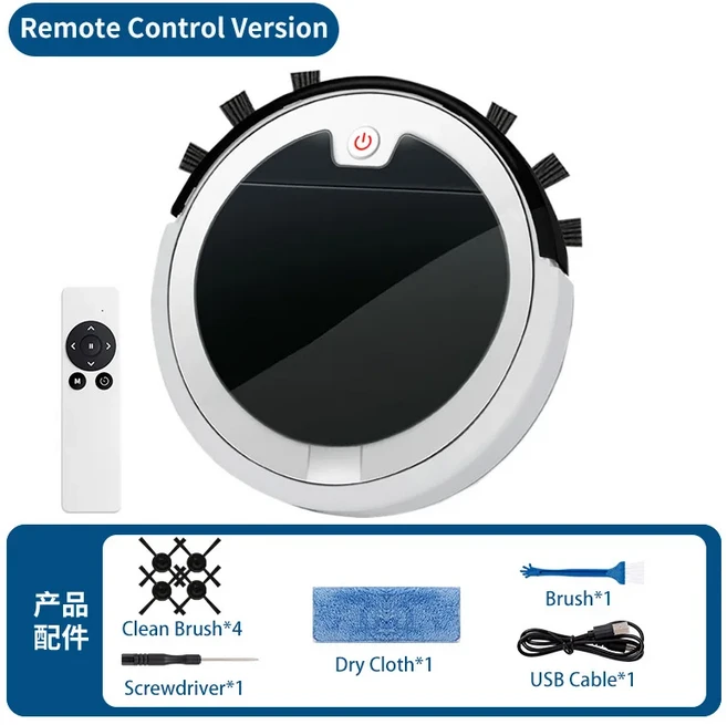 타이머와 리모컨이 있는 휴대용 스마트 진공 청소 로봇, 04 Style 2 White