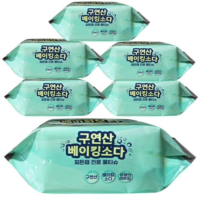 에파타클린업 구연산베이킹소다 찌든때전용 키친앤리빙 물티슈, 6개 - 쿠팡