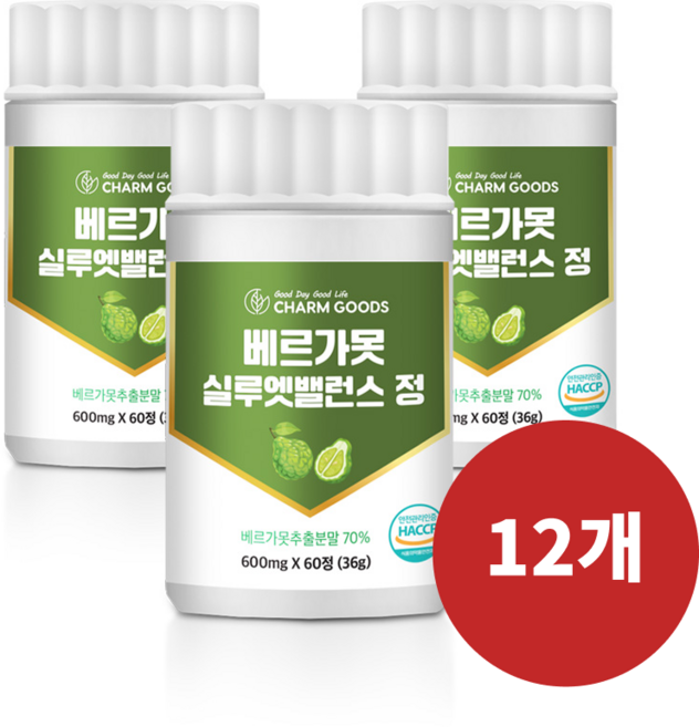 베르가못 실루엣 밸런스 정 락토페린 모로오렌지 식약청 인증, 12개, 60정