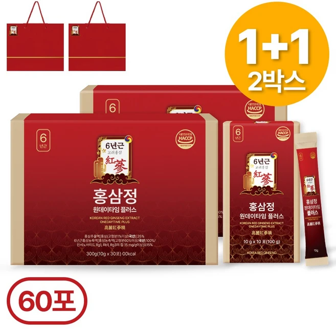 1+1한정특가 6년근 홍삼정 홍삼 명절선물 완판10만박스 쇼핑백 유산균 포함 플라이삼육오(주), 300ml, 2개 - 쿠팡