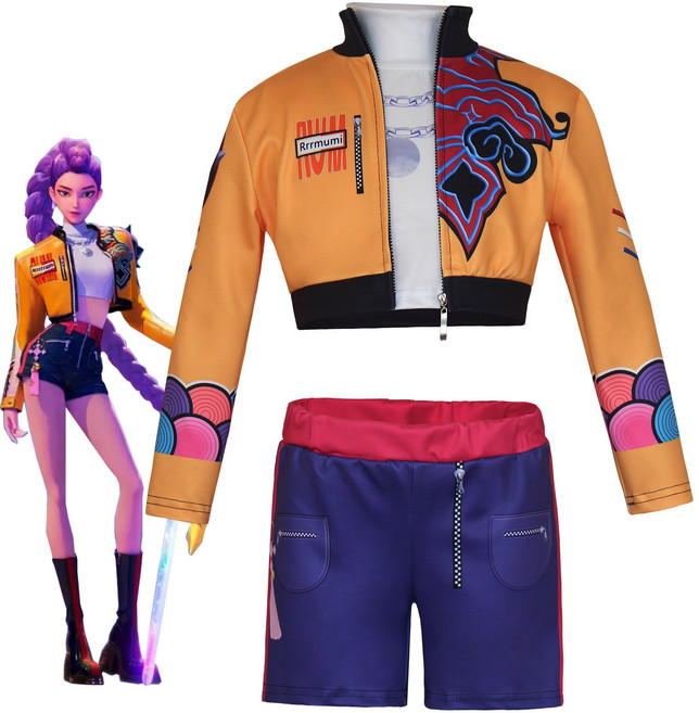 萬聖節 獵魔女團 kPOP cos服裝 米拉 佐伊魯米 cosplay 動漫服, 1個, 魯米(外套+裏衣+短褲):110