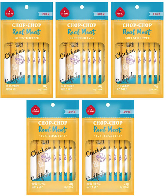 피니키 찹찹 리얼 미트스틱 치킨&대구 70g, 5개