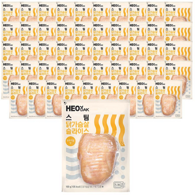 허닭 스팀 닭가슴살 슬라이스 오리지널, 50개, 100g