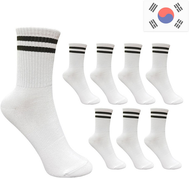 비바슈슈 여성용 스포티 장목 양말 스트라이프 8켤레