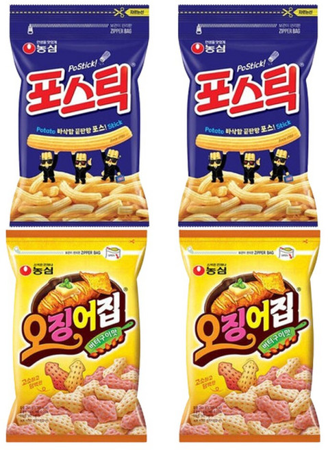 포스틱 280g 2봉 + 오징어집 260g 2봉 대용랑과자/노래방과자, 2개