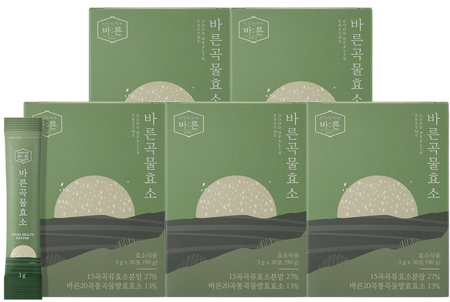 바른 국내산 저분자 발효 곡물효소, 90g, 5박스
