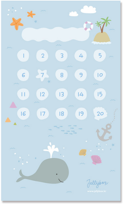 젤리박스 칭찬판 칭찬스티커판, 미니고래, 50개