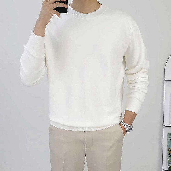 로코비전 부드러운 캐시미어 스판 니트 오버핏 비스코스 남자 스웨터