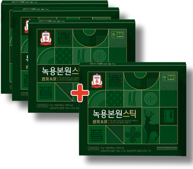 [유통기한임박특가] 정관장 녹용 4박스 직장인 어린이 청소년 수험생 녹용 스틱포, 4개, 30회분