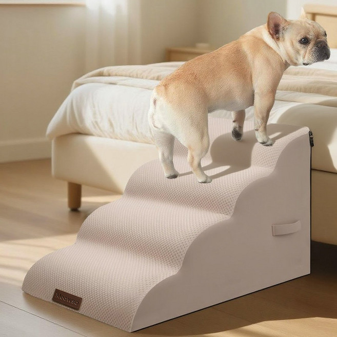 고밀도 스폰지 반려동물 논슬립 슬라이드 계단 곡선 계단 무릎 압력을 줄이다 개 계단, 4단, 1개
