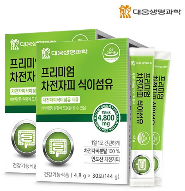 배변활동 도움 인도 차전자피 식이섬유 분말 30포 2 가루 파우더 첨가물 없는화이버 질경이 씨앗 스틱 식약처 인증 건강 기능 식품 2, 144g, 2개