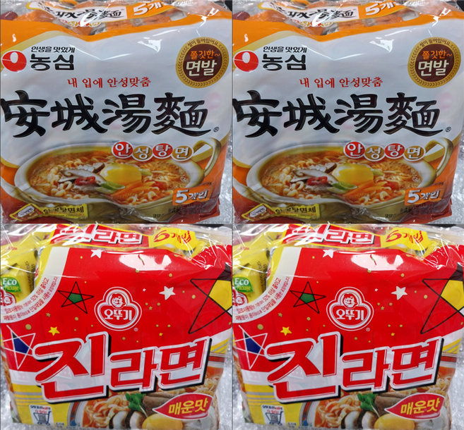 봉지)농심안성탕면 10개 + 오뚜기진라면매운맛 10개, 1개