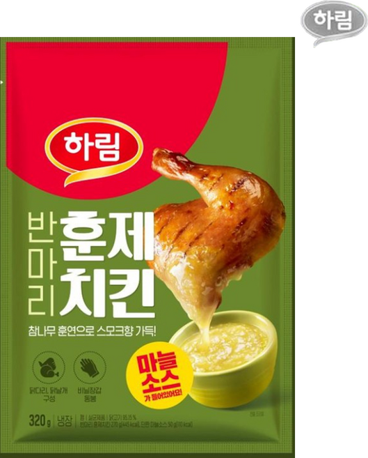 하림-반마리훈제치킨 마늘소스 320g, 3개