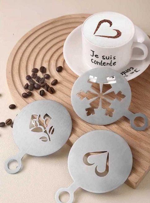 스테인레스 라떼 아트 도안 도구 스텐실 라떼틀 틀 커피툴 라떼아트 바리스타, 304 스틸 불꽃놀이(소), 1개