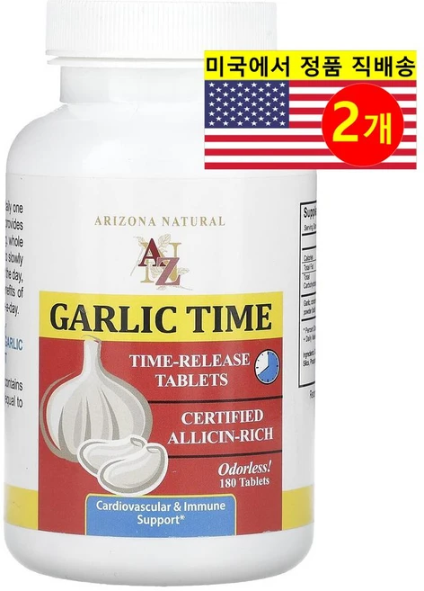 아리조나네츄럴 갈릭 타임 180 정, 2개, 180정 - 쿠팡