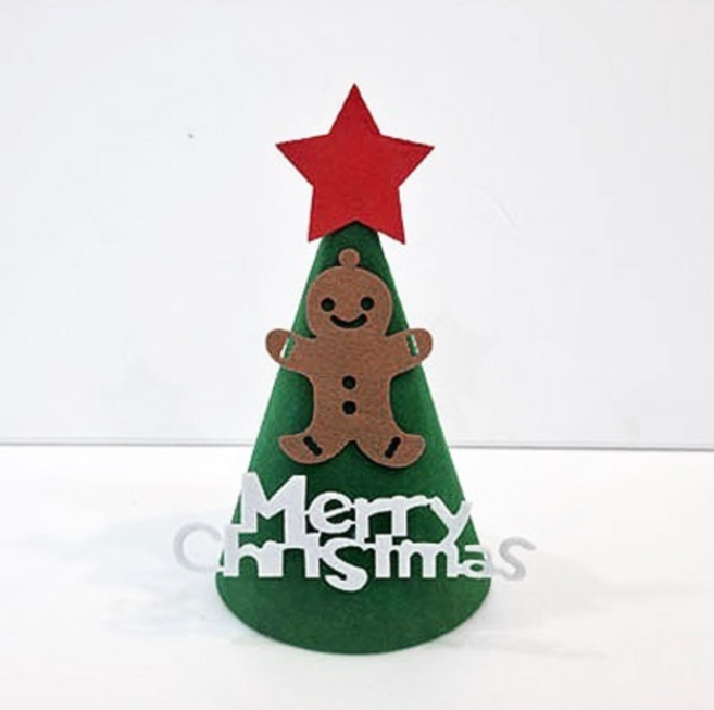 팡파레팡팡 크리스마스 파티 장식 용품 산타 루돌프 머리띠 안경 소품, 1개, 펠트 꼬깔모자 DIY세트(트리)