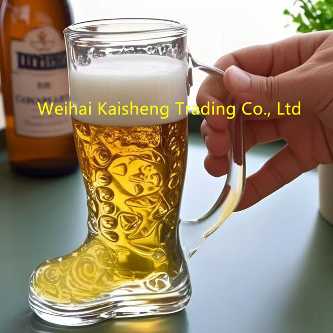 Kisen 장화 모양 유리컵 부츠 투명잔 신발 맥주 음료 특이한 귀여운 카페 축구 컵 아메리칸 플라워 맥주 컵 2개한세트, 2개