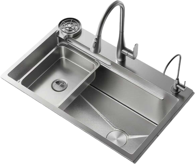 YAPOGI 두꺼운 304 스테인리스 사각 싱크볼 주방 교체 세트, 1세트