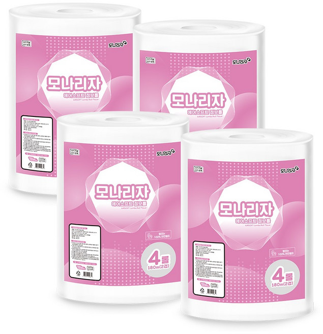 모나리자 에어소프트 점보롤 100% 천연펄프 화장지 2겹 180m, 16롤, 1개