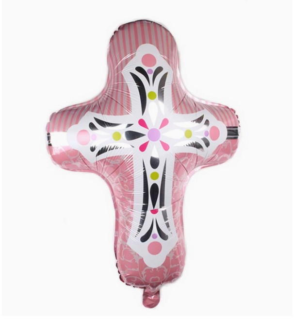 트윈은 은박 기독교 교회 행사 대형 십자가 헬륨 부활절 큰풍선 파티, 5개, 핑크십자