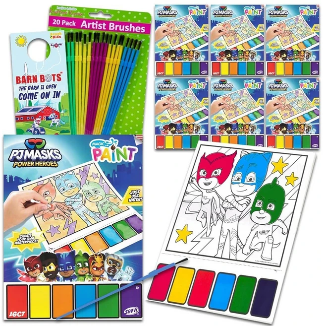 PJ Masks 물감 파티 선물 세트 - 마스크 수채화 액티비티 북 6개 번들 페인트브러시 포함 벌크 용품 예술 및 공예 - 쿠팡