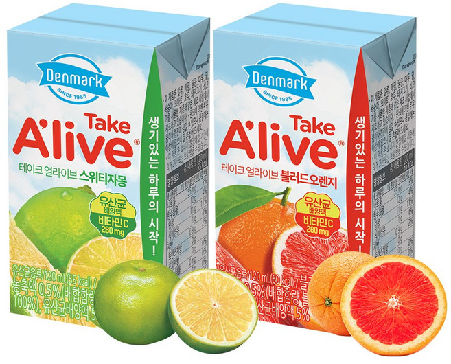 [동원] 덴마크 테이크얼라이브 스위티자몽 24개입 + 블러드오렌지 24개입, 48개, 120ml
