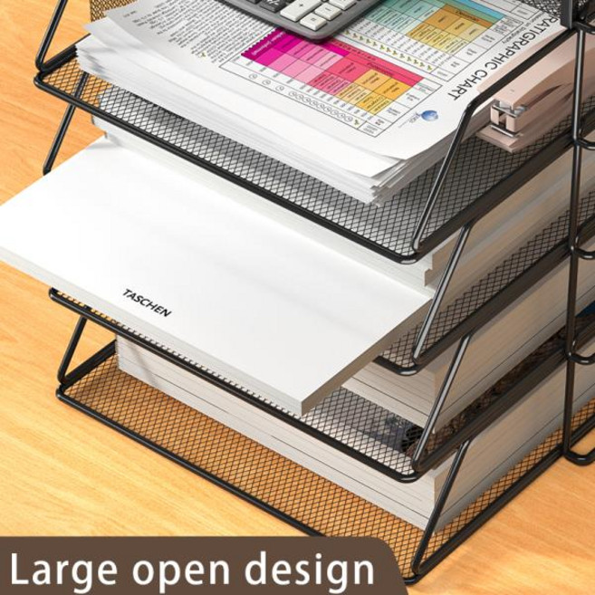 4계층 팩 쌓을 수있는 트레이 사무실 책상 주최자 파일 및 종이 편지 액세서리 용 데스크탑 홀더 NM39, 08 4-Tier-Black