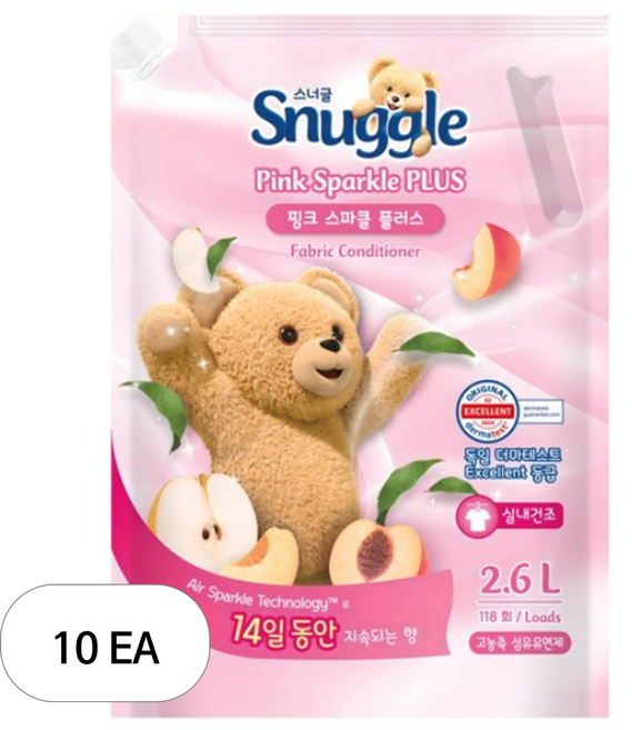 스너글 핑크스파클 플러스 실내 건조 섬유유연제 포근향 리필, 2.6L, 10개