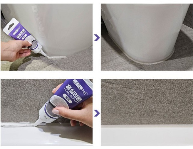 제로원 홈실리콘 70ml 가정용 변기 씰링 틈새 메꾸미 욕실 세면대 창틀 창호 창문, 1개