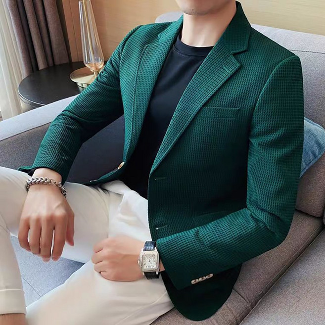 ROYALBELLE 남성 싱글 버튼 테일러드 카라 슬림핏 캐주얼 정장 데일리 블레이저 B06020737