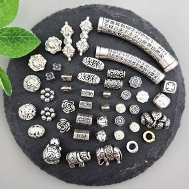 비즈톡 [SVP-06-00]순은펜던트 실버925 엔틱통과형 파이프 볼 꽃 동물 모음 1개