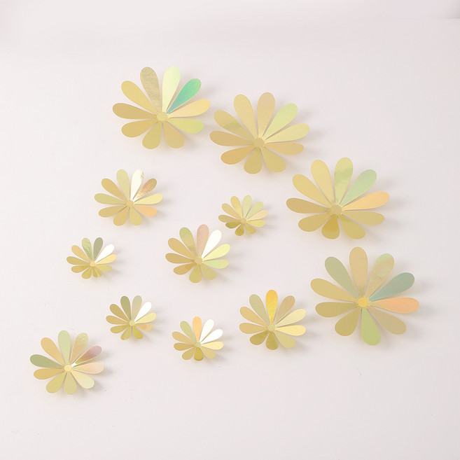 미즈코스12p 3D 꽃 포인트 벽지 입체 스티커 벽면 인테리어 시트지 벽장식 카페 집꾸미기, LF-오로라골드