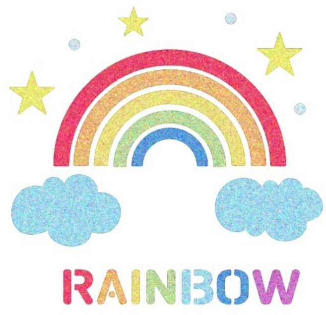 우돌아트 스텐실도안 2326 구름 위 별빛나는 무지개 레인보우 스텐실, 1개