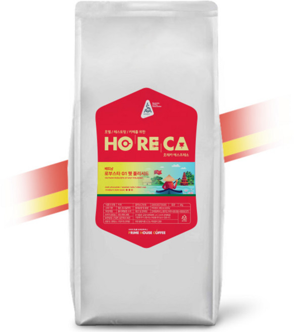 호레카 베트남 로부스타 G1 웻폴리시드 원두커피, 1개, 1kg, 홀빈(분쇄안함)