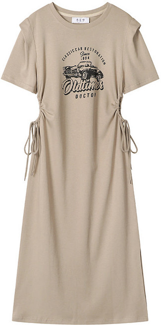 아이엠몽 여성 빈티지 프린팅 허리 트임 원피스